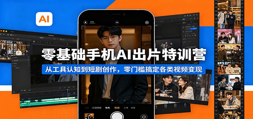 零基础手机AI出片特训营：从工具认知到短剧创作，零门槛搞定各类视频变现-万象聊项目