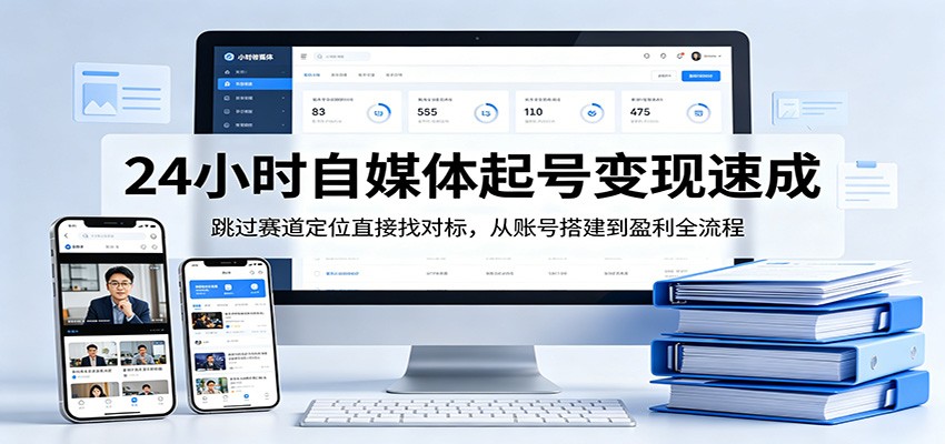 24小时自媒体起号变现速成，跳过赛道定位直接找对标，从账号搭建到盈利全流程-万象聊项目