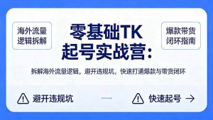零基础 TK 起号实战营：拆解海外流量逻辑，避开违规坑，快速打通爆款与带货闭环-万象聊项目