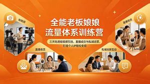 全能老板娘流量体系训练营，三天吃透短视频引流、直播成交与私域运营，打造个人IP轻松变现-万象聊项目