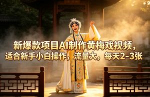 新爆款项目AI制作黄梅戏视频，适合新手小白操作，流量大，每天2-3张-万象聊项目