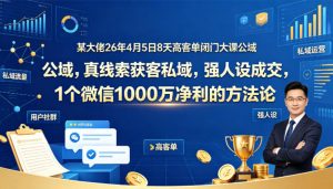 某大佬26年4月5日8天高客单闭门大课公域，真线索获客私域，强人设成交，1个微信1000W净利的方法论-万象聊项目