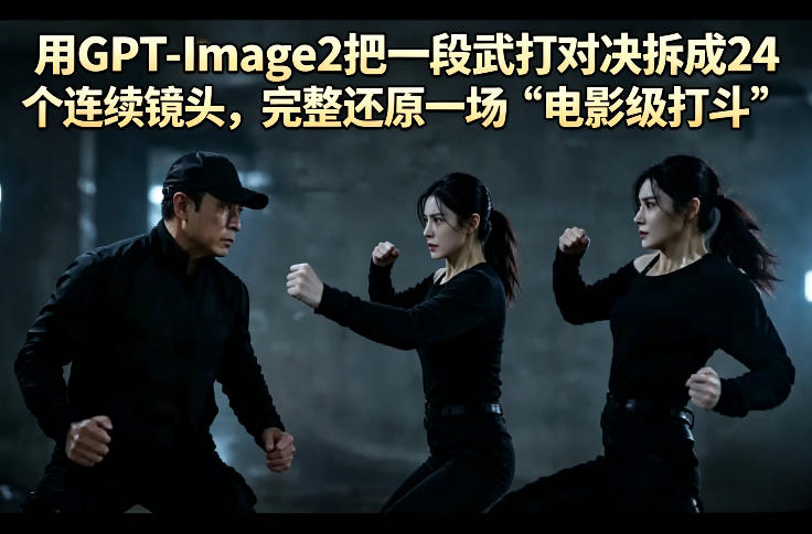 用GPT-Image2把一段武打对决拆成24个连续镜头，完整还原一场“电影级打斗”-万象聊项目