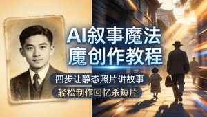 AI叙事魔法创作教程，四步让静态照片讲故事，老照片修复加动态特效，轻松制作回忆杀短片-万象聊项目