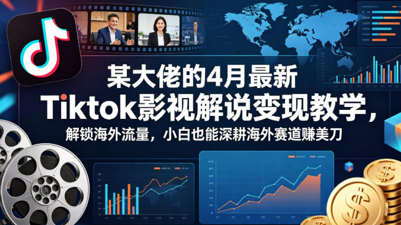 某大佬的4月最新Tiktok影视解说变现教学，解锁海外流量，小白也能深耕海外赛道賺美刀-万象聊项目