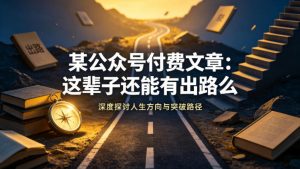 某公众号付费文章：这辈子还能有出路么-万象聊项目