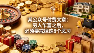 某公众号付费文章：穷人乍富之后，必须要戒掉这8个恶习-万象聊项目