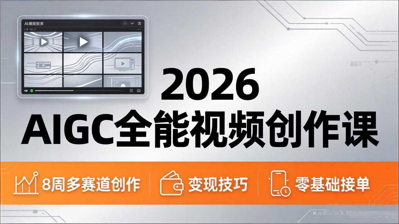 2026AIGC全能视频创作课，8周吃透多赛道创作+变现，零基础也能高效出片接单-万象聊项目