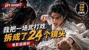 用GPT-Image2，把一段武打对决拆成24个连续镜头，从人物建立、动作衔接、运镜节奏，到情绪爆发-万象聊项目