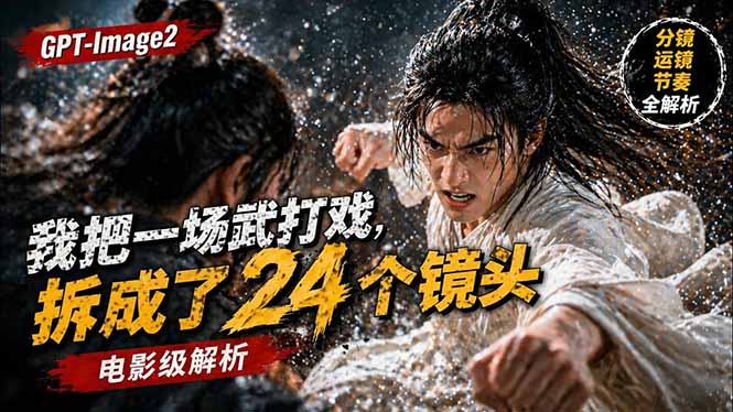 用GPT-Image2，把一段武打对决拆成24个连续镜头，从人物建立、动作衔接、运镜节奏，到情绪爆发-万象聊项目