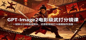 GPT-Image2电影级武打分镜课：一键拆分24组连续镜头，还原影视级打斗画面制作流程-万象聊项目