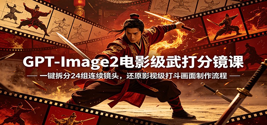 GPT-Image2电影级武打分镜课：一键拆分24组连续镜头，还原影视级打斗画面制作流程-万象聊项目