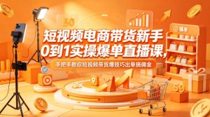 短视频电商带货新手0到1实操爆单直播课，手把手教你短视频带货爆技巧出单搞佣金-万象聊项目