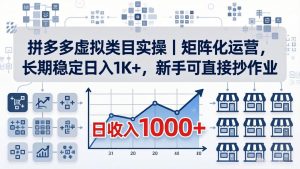 拼多多虚拟类目实操｜矩阵化运营，长期稳定日入 1K+，新手可直接抄作业-万象聊项目