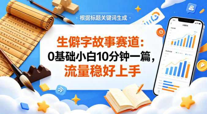 公众号流量主——生僻字故事赛道，流量稳，好上手，0基础小白也能10分钟一篇-万象聊项目