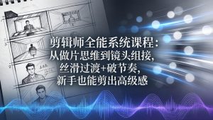 剪辑师全能系统课程：从做片思维到镜头组接，丝滑过渡+破节奏，新手也能剪出高级感-万象聊项目