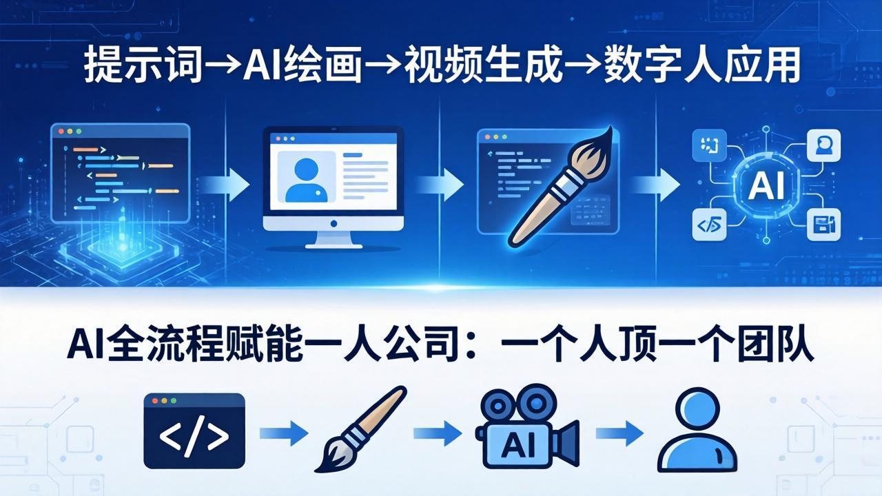 AI全流程赋能一人公司：提示词、绘画、视频、数字人、编程，一个人顶一个团队-万象聊项目
