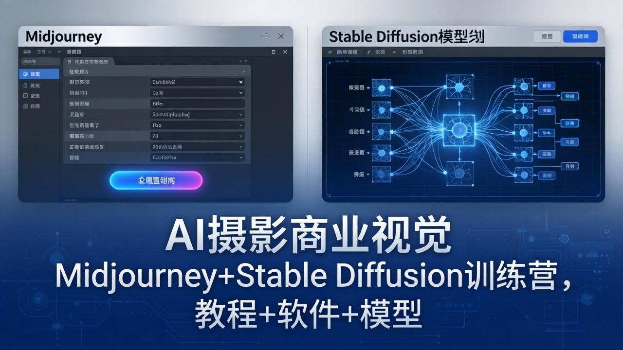 AI摄影商业视觉Midjourney+Stable Diffusion训练营，教程+软件+模型-万象聊项目