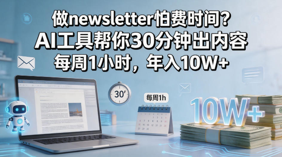 做newsletter怕费时间？AI工具帮你30分钟出内容，每周1小时，年入10W+！【原创双语字幕】-万象聊项目