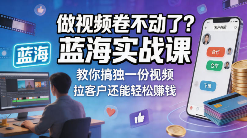 做视频卷不动了？蓝海实战课教你搞独一份视频，拉客户还能轻松賺钱！【原创双语字幕】-万象聊项目
