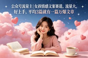 公众号流量主女孩情感文案赛道，流量大，好上手，平均3篇就有一篇万爆文章-万象聊项目