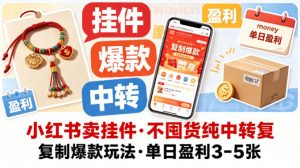 小红书卖挂件，不囤货纯中转复制爆款玩法，单日盈利3-5张-万象聊项目