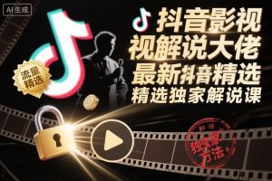 抖音影视解说大佬最新抖音进精选和独家方法，精选独家解说课(更新26年3月)-万象聊项目