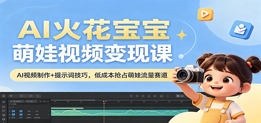 AI火花宝宝萌娃视频变现课：AI视频制作+提示词技巧，低成本抢占萌娃流量赛道-万象聊项目