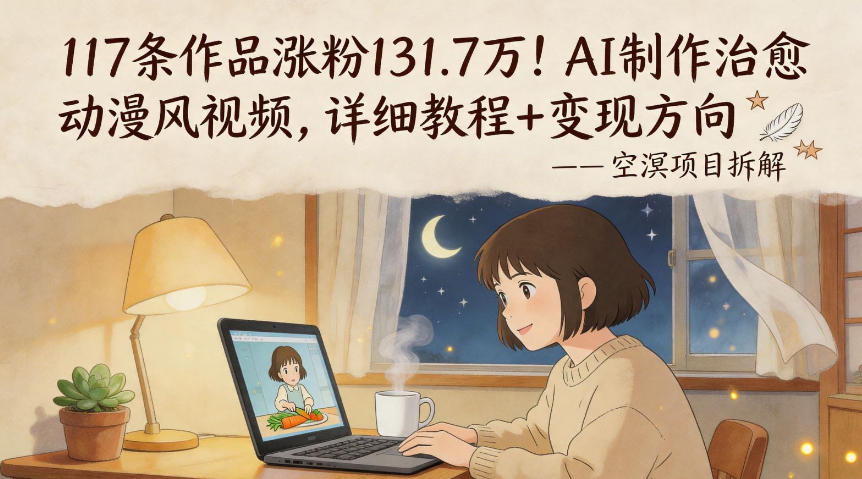 117条作品涨粉131.7W！AI制作治愈动漫风视频，详细教程+变现方向-万象聊项目