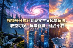 视频号分成计划现实主义风景玩法，收益可观，玩法新鲜，适合小白-万象聊项目