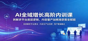 AI全域增长高阶内训课：拆解多平台底层逻辑，内容量产加精准获客全赋能-万象聊项目