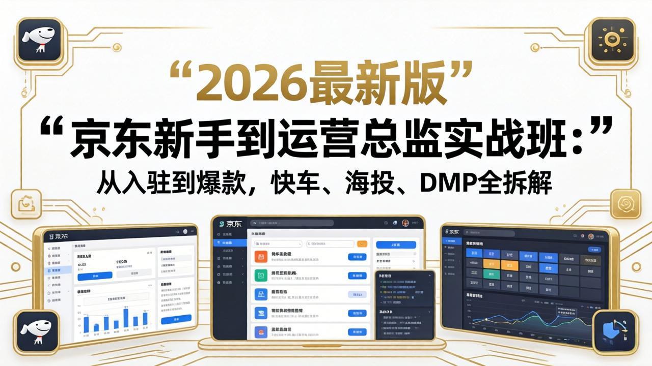 京东新手到运营总监实战班：从入驻到爆款，快车、海投、DMP全拆解，2026最新版-万象聊项目