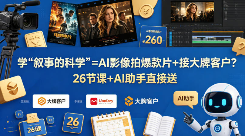学《叙事的科学》=AI影像拍爆款片+接大牌客户？26节课+AI助手直接送【原创双语字幕】-万象聊项目