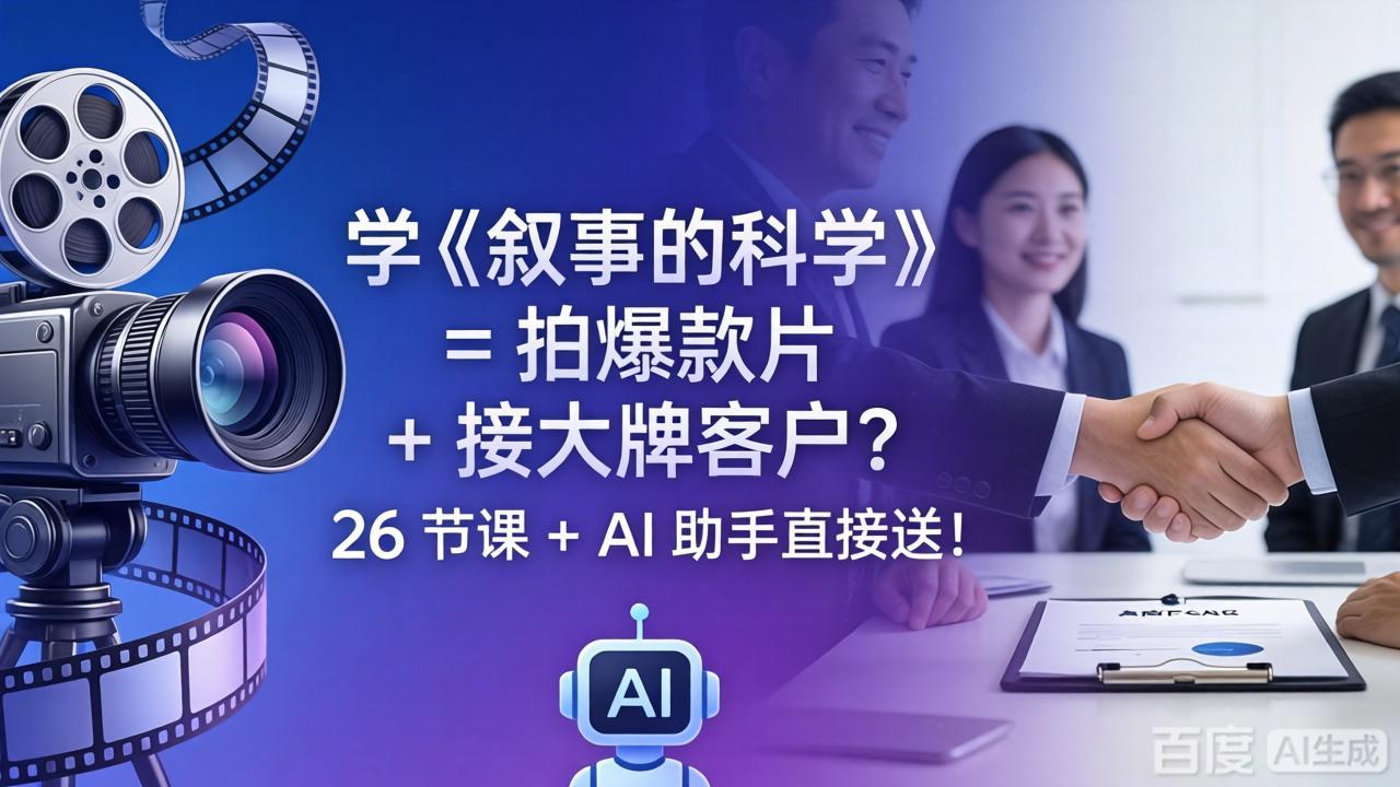 学《叙事的科学》= 拍爆款片 + 接大牌客户？26 节课 + AI 助手直接送！-万象聊项目
