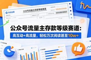 公众号流量主之存款等级赛道，高互动+高流量，轻松达到万次阅读，甚至10w+-万象聊项目