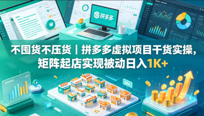 不囤货不压货｜拼多多虚拟项目干货实操，矩阵起店实现被动日入1K+【揭秘】-万象聊项目