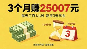 3个月赚钱25007元，每天工作1个小时，新手3天全部学会！-万象聊项目