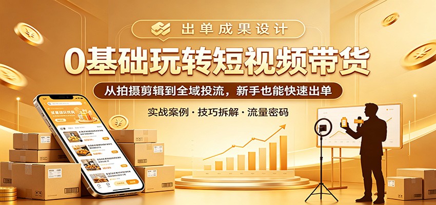 0基础玩转短视频带货：从拍摄剪辑到全域投流，新手也能快速出单-万象聊项目