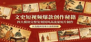 文史短视频爆款创作秘籍：四大模块完整复刻国风高流量短片制作-万象聊项目