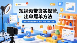 短视频带货实操营，出单爆单方法，全程实操讲解如何起号、涨粉、选品、出单、投放-万象聊项目