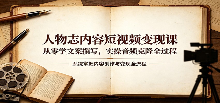 人物志内容短视频变现课：从零学文案撰写，实操音频克隆全过程-万象聊项目
