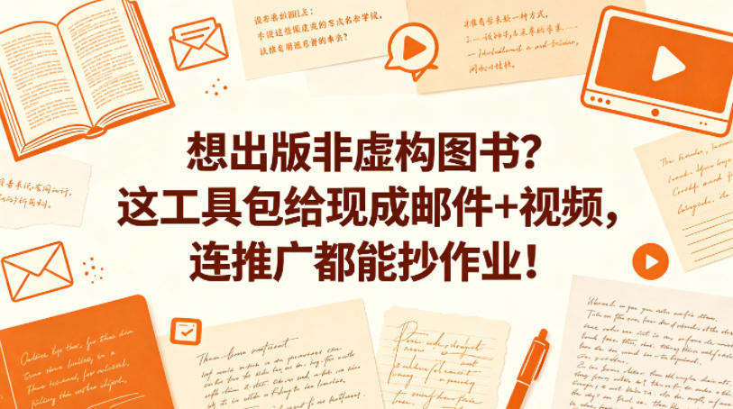 想出版非虚构图书？这工具包给现成邮件+视频，连推广都能抄作业！【原创双语字幕】-万象聊项目