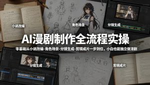 AI漫剧制作全流程实操，零基础从小说改编-角色场景-分镜生成-剪辑成片一步到位，小白也能独立做漫剧-万象聊项目
