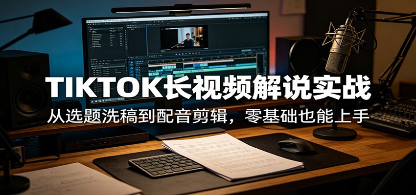 TIKTOK长视频解说实战：从选题洗稿到配音剪辑，零基础也能上手-万象聊项目