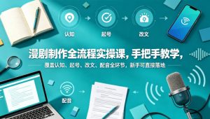 漫剧制作全流程实操课，手把手教学，覆盖认知、起号、改文、配音全环节，新手可直接落地-万象聊项目