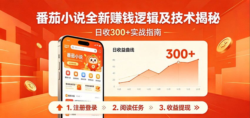 番茄小说全新赚钱逻辑及技术日收300+，小白新书皆可做！无脑赚就行了！-万象聊项目