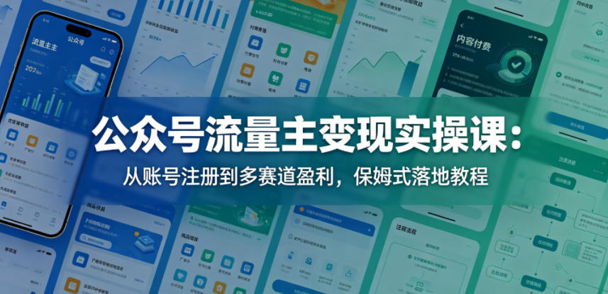 公众号流量主变现实操课：从账号注册到多赛道盈利，保姆式落地教程-万象聊项目
