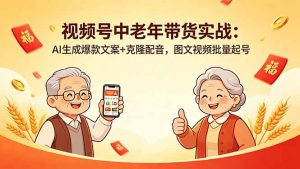 视频号中老年带货实战：AI生成爆款文案+克隆配音，图文视频批量起号-万象聊项目