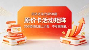 拼多多实战课58期：原价卡活动矩阵，300链接批量上大促，不亏钱跑量-万象聊项目