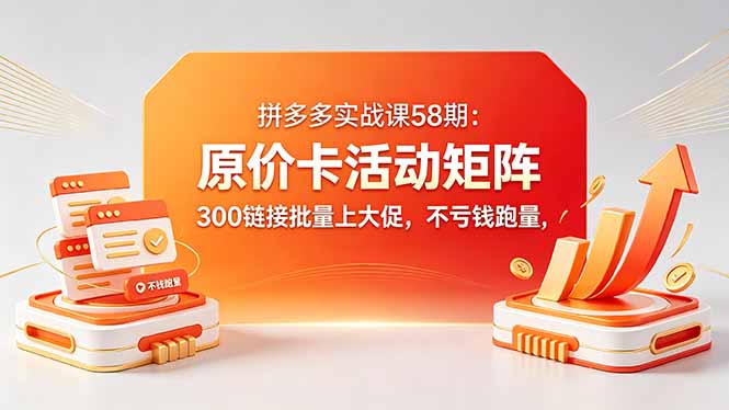 拼多多实战课58期：原价卡活动矩阵，300链接批量上大促，不亏钱跑量-万象聊项目